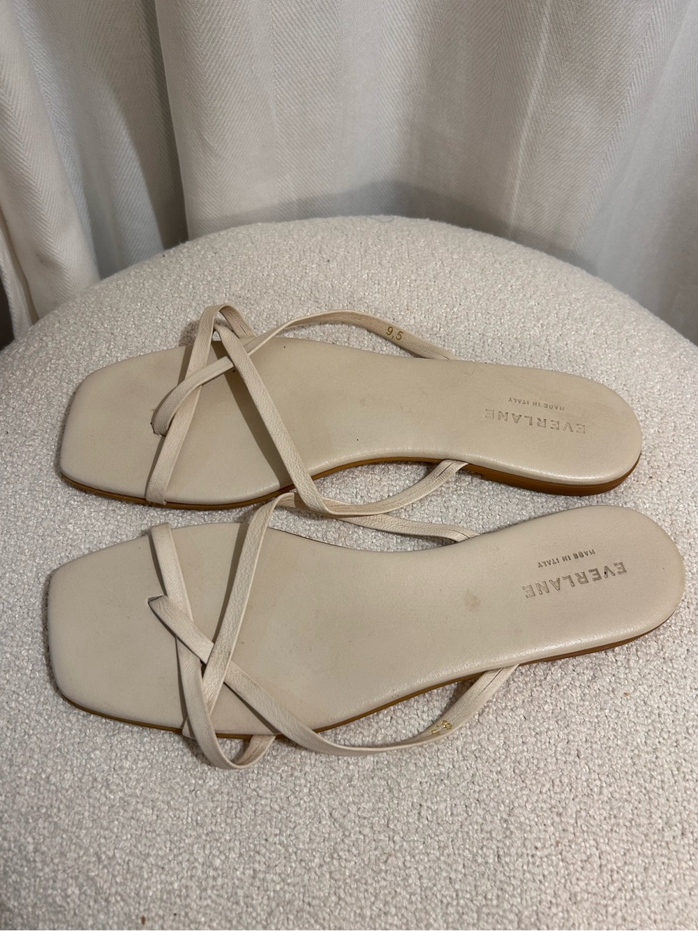Everlane Vegan Strappy Flat Sandals | Bone | Square Toe